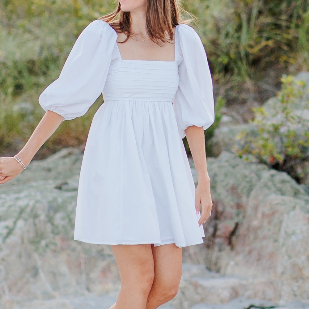 Abercrombie & Fitch Emerson poplin Puff sleeve White Dress